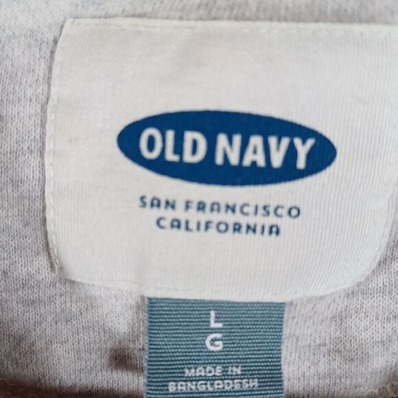 Old Navy Sweatshirt Grey Purple Women’s Sz Large Long Sleeve Striped Cuff & Hem - Picture 8 of 9